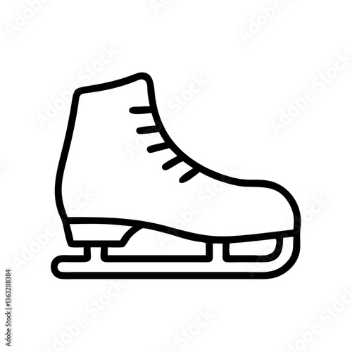 Ice Skate Icon in Minimalist Style on White Background  