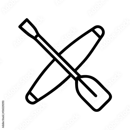 Icon of crossed kayak and paddle  