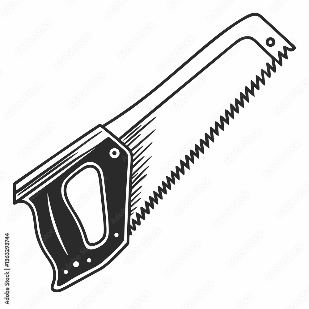 Black and White Saw Line Art - Vector Black and White Saw Line Art - Vector