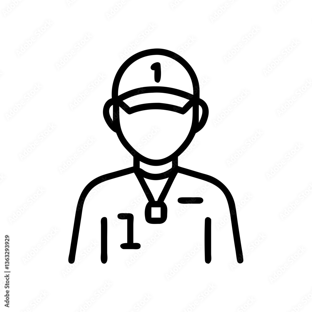 Sports Coach Icon Representing Athletic Leadership in Minimal Style Sports Coach Icon Representing Athletic Leadership in Minimal Style