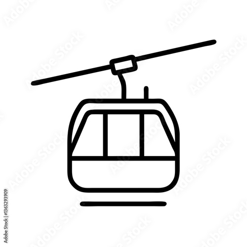 Ski Lift Icon in Simple Line Art Style  