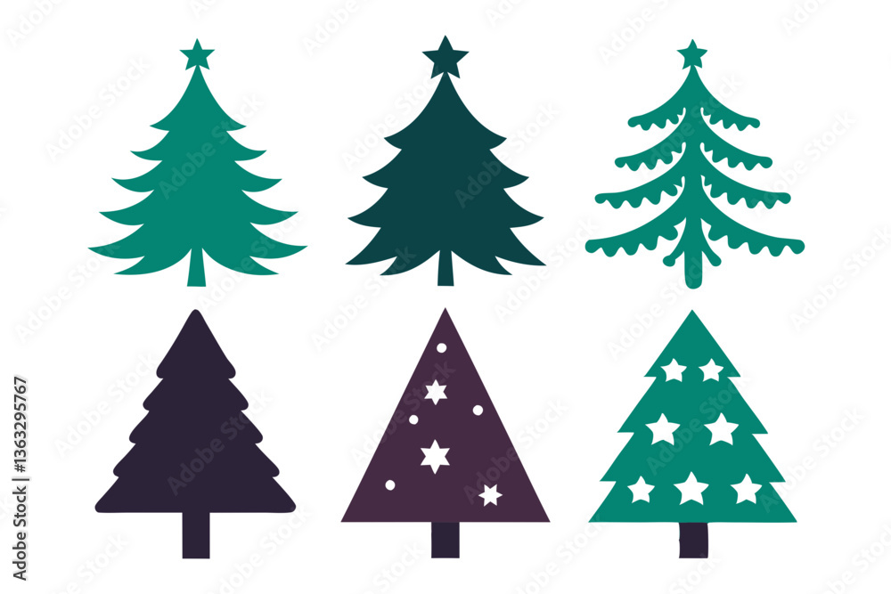 christmas tree icon set black silhouette vector bundle christmas tree icon set black silhouette vector bundle
