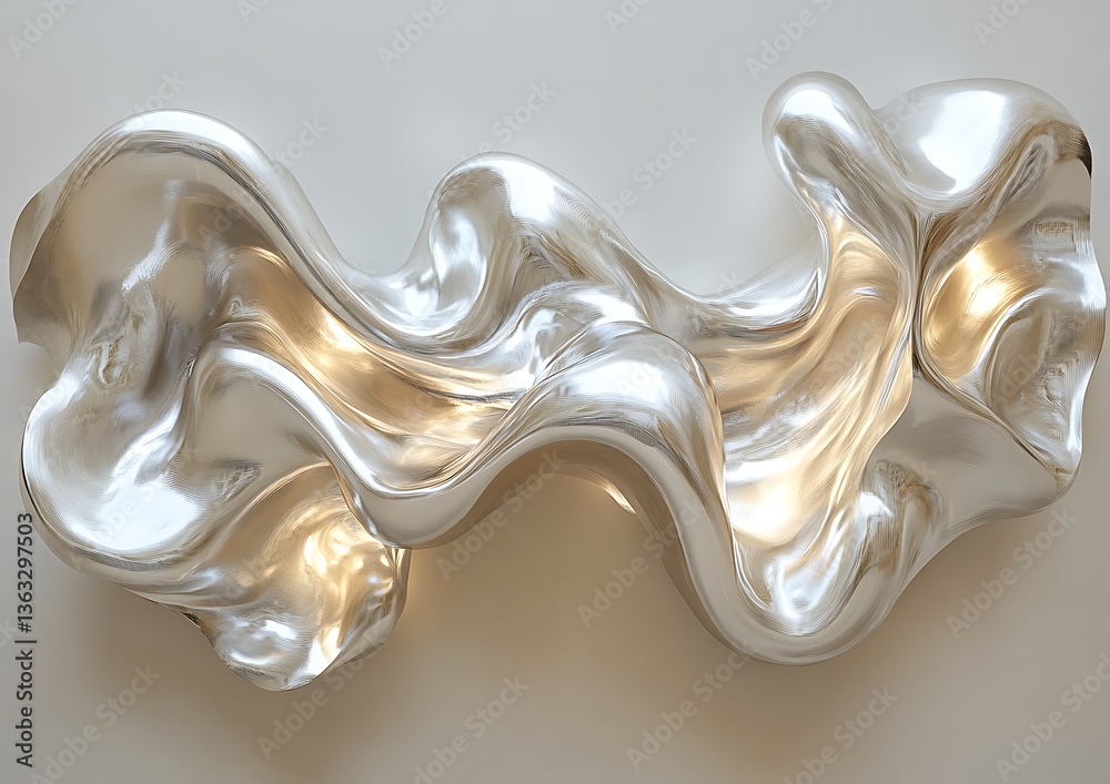 Abstract metallic drapes, minimalist art