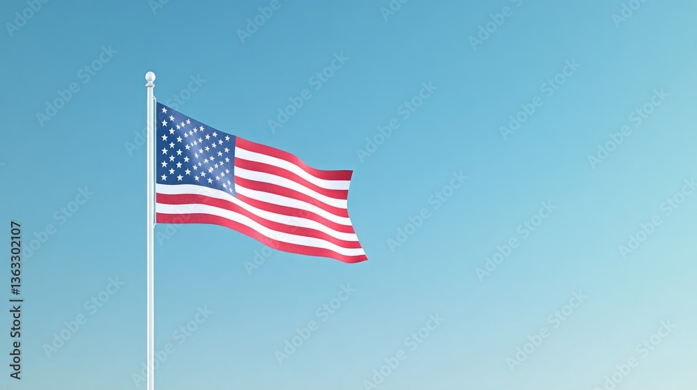 american flag gently waves in breeze against clear blue sky signifying honor and remembrance american flag gently waves in breeze against clear blue sky signifying honor and remembrance