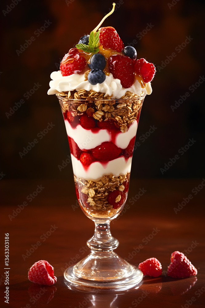 Deliciously Layered Yogurt Parfait with Fresh Berries, Crunchy Granola, and Golden Honey Drizzle Deliciously Layered Yogurt Parfait with Fresh Berries, Crunchy Granola, and Golden Honey Drizzle
