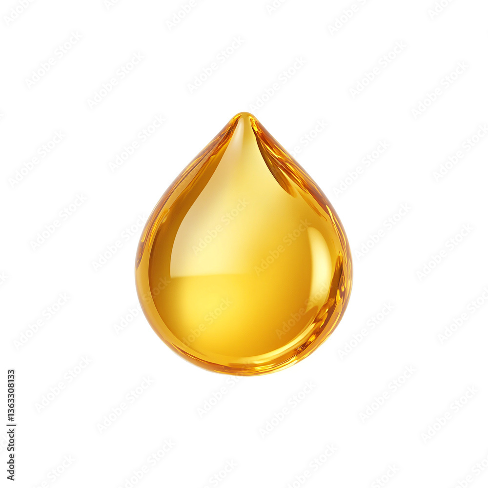 Shiny golden gel capsule like honey droplet on white Shiny golden gel capsule like honey droplet on white