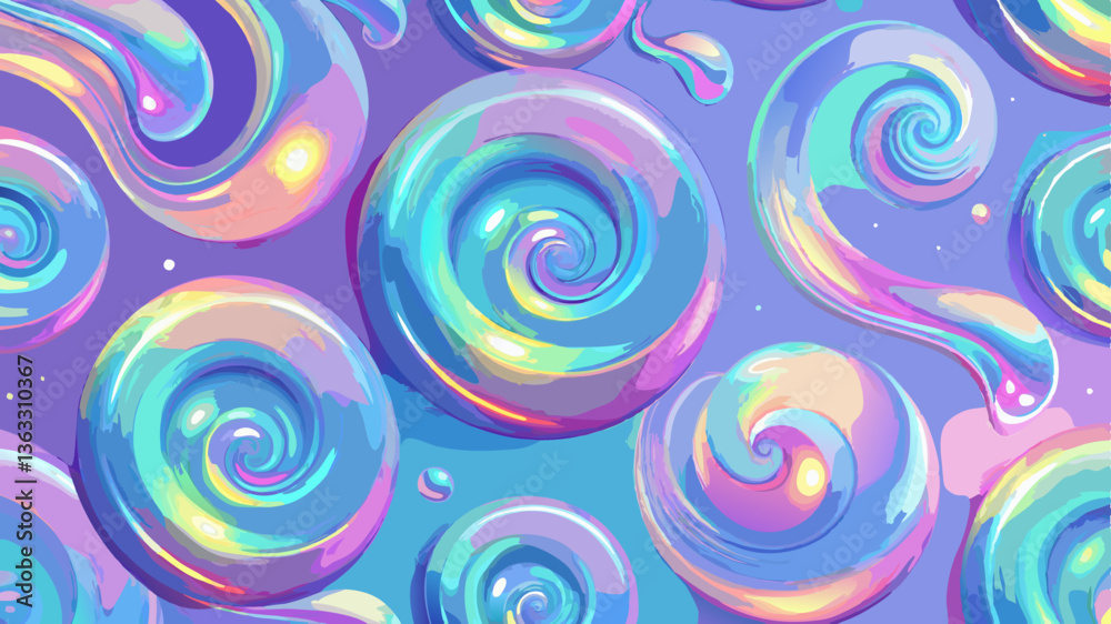 Dreamy iridescent holographic seamless vector pattern with swirling color shifts and smooth gradient effects in a futuristic glow. Dreamy iridescent holographic seamless vector pattern with swirling color shifts and smooth gradient effects in a futuristic glow.
