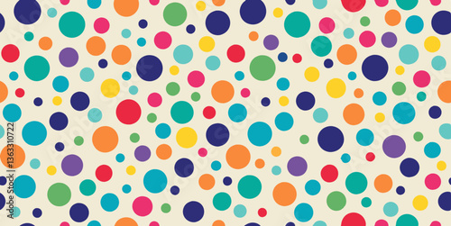 Colorful polka dot seamless vector pattern with playful abstract design for modern decorative backgrounds.