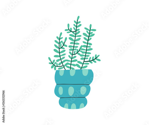 Vector illustration of a potted plant with green leaves. Great for home decor, gardening, and eco-friendly design projects