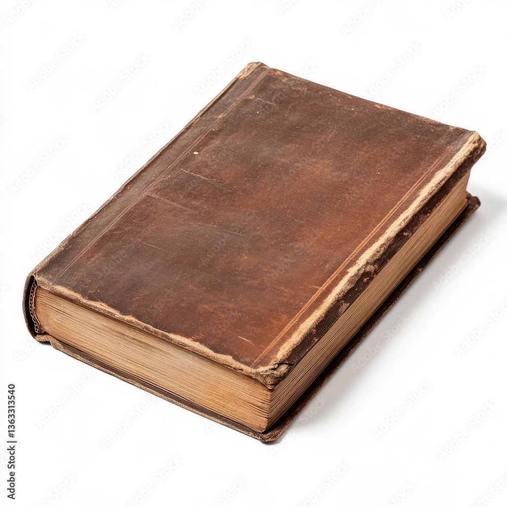 Old dusty book with a thin layer of dust settled on its cover isolated on a white background Old dusty book with a thin layer of dust settled on its cover isolated on a white background