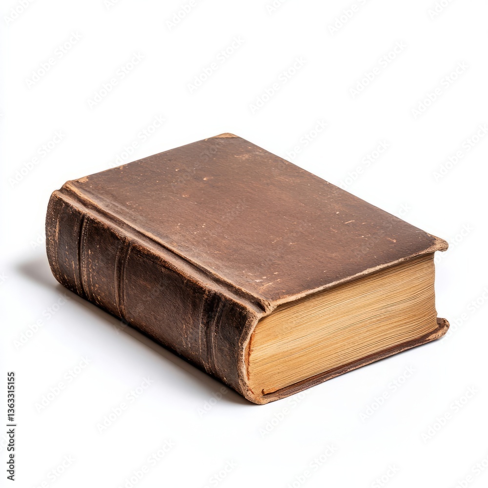 Old dusty book with a thin layer of dust settled on its cover isolated on a white background Old dusty book with a thin layer of dust settled on its cover isolated on a white background