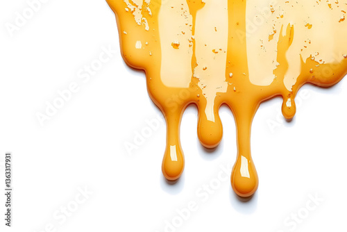a liquid dripping on a white surface cutout and isolated on transparent background 