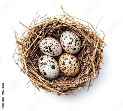 Speckled Eggs in Bird Nest Still Life Minimalist Composition