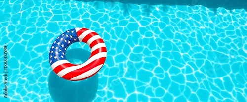 USA Flag Float in Swimming Pool