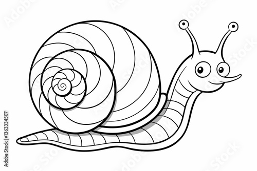 coloring page line art the snail black vector