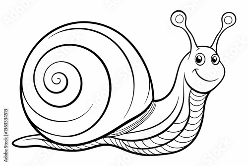 coloring page line art the snail black vector
