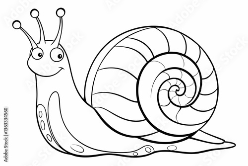 coloring page line art the snail black vector