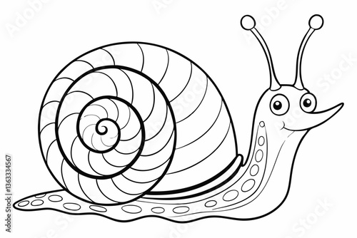 coloring page line art the snail black vector