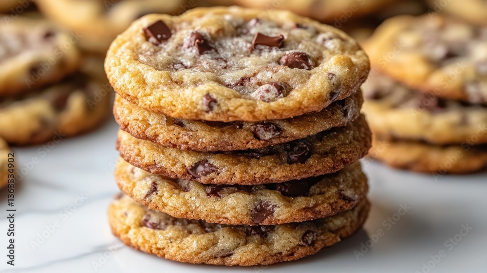 Stack of warm, delicious chocolate chip cookies Stack of warm, delicious chocolate chip cookies
