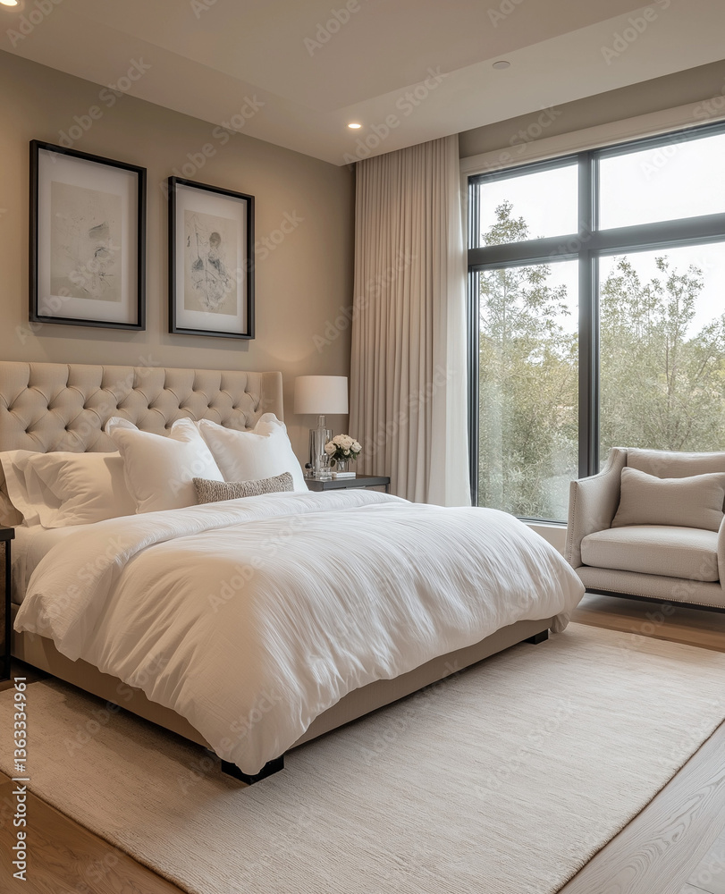 Fototapeta premium Modern Bedroom, Luxurious Tranquil Design