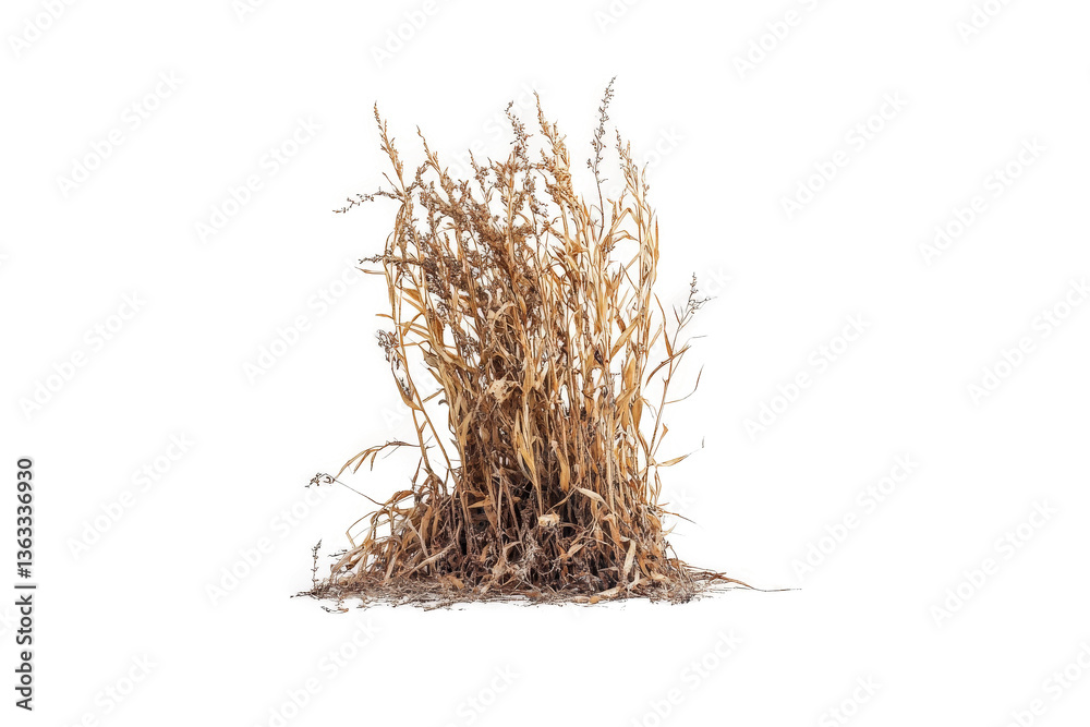a pile of dried grass on a white background cutout and isolated on transparent background