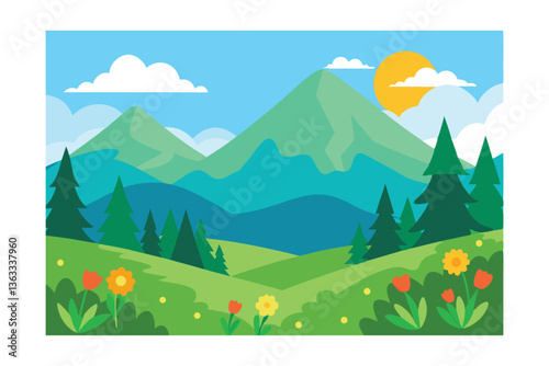 summer landscape with mountains