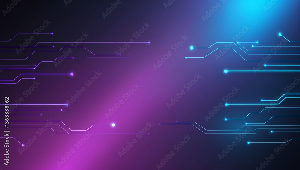 Fototapeta premium Futuristic circuit board gradient background with neon lights