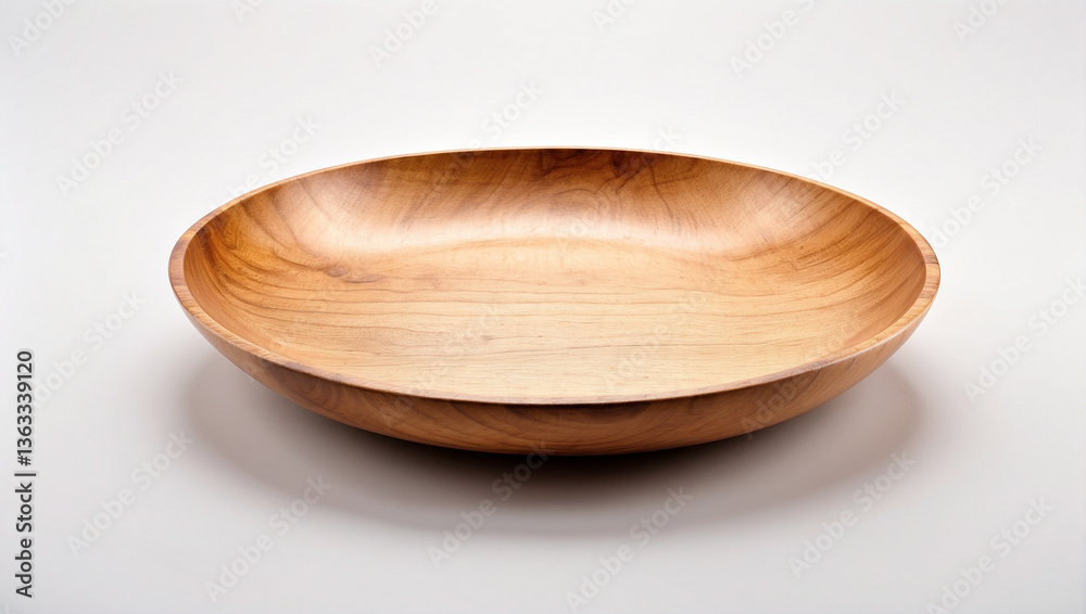 Rustic Empty Wooden Plate Isolated on a White Background for Culinary Use Rustic Empty Wooden Plate Isolated on a White Background for Culinary Use