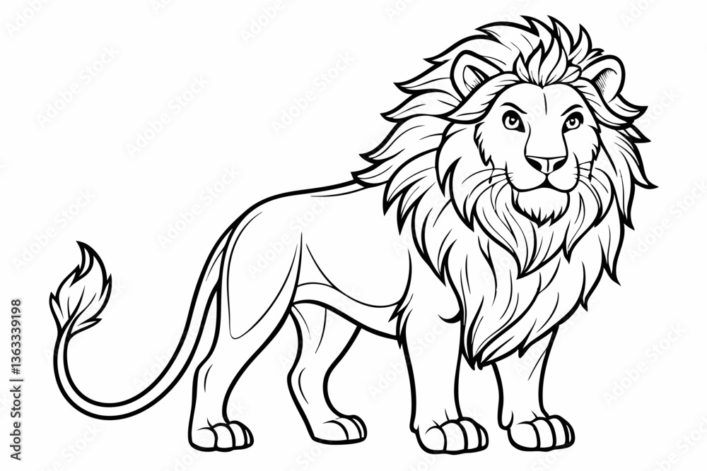 Obraz premium coloring page line art the king lion black vector