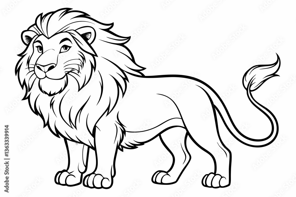 Fototapeta premium coloring page line art the king lion black vector