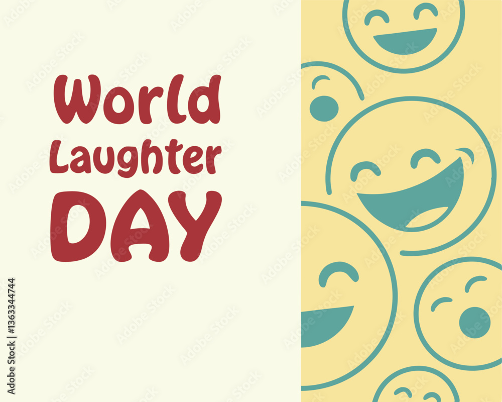 Obraz premium Celebrate World Laughter Day with Cheerful Smiling Face Icons and Bold Text.