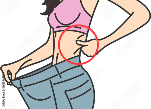 woman showing weight loss and diet result
