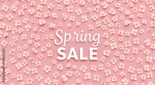 Spring Sale Background: Pink Floral Letters