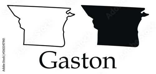 Quadro su tela Gaston (North Carolina) city map with black border outline vector