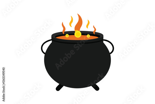 vector illustration of a cast iron cauldron
