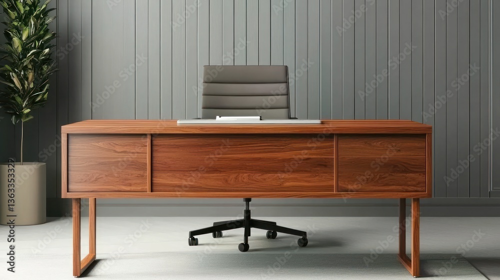 Fototapeta premium Modern office desk furniture design contemporary workspace product photography minimalist environment