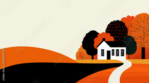 Nestled among trees ablaze with fall colors, the White House shines in the autumn scenery