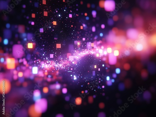 Wallpaper Mural Glowing Squares Drifting in Dark Space Torontodigital.ca