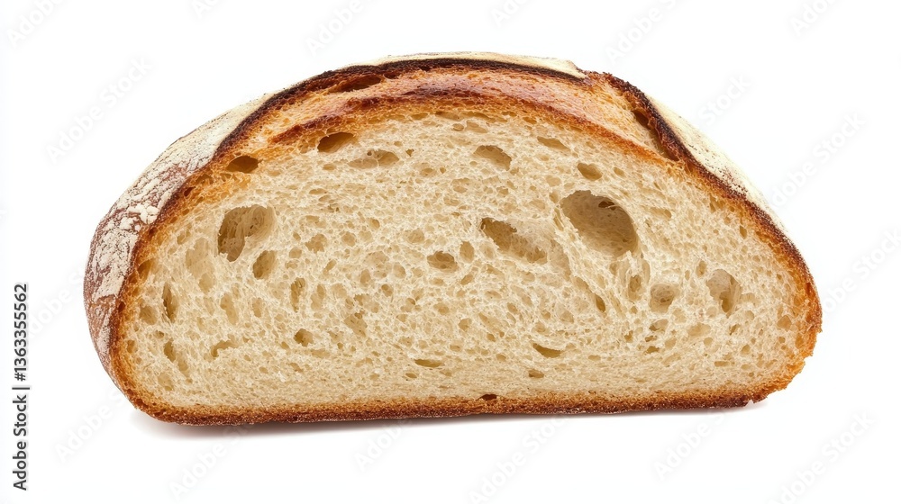 Artisan Loaf Half-Slice, Golden Crust, Airy Crumb Artisan Loaf Half-Slice, Golden Crust, Airy Crumb