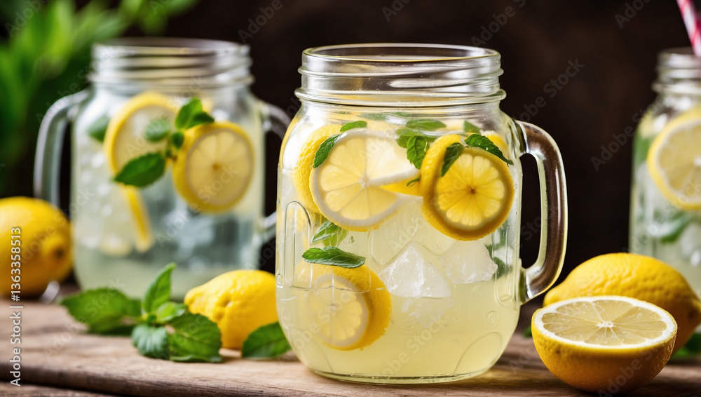 Homemade Lemonade Drink with Lemon Slice Isolated on a White Background: A Zesty and Refreshing Summer Beverage Homemade Lemonade Drink with Lemon Slice Isolated on a White Background: A Zesty and Refreshing Summer Beverage