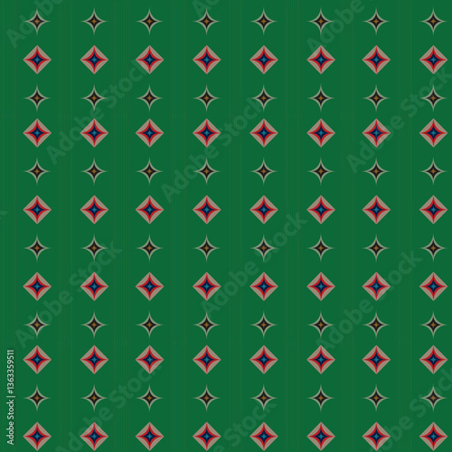 vintage retro 50's style geometric seamless pattern in green and white background.