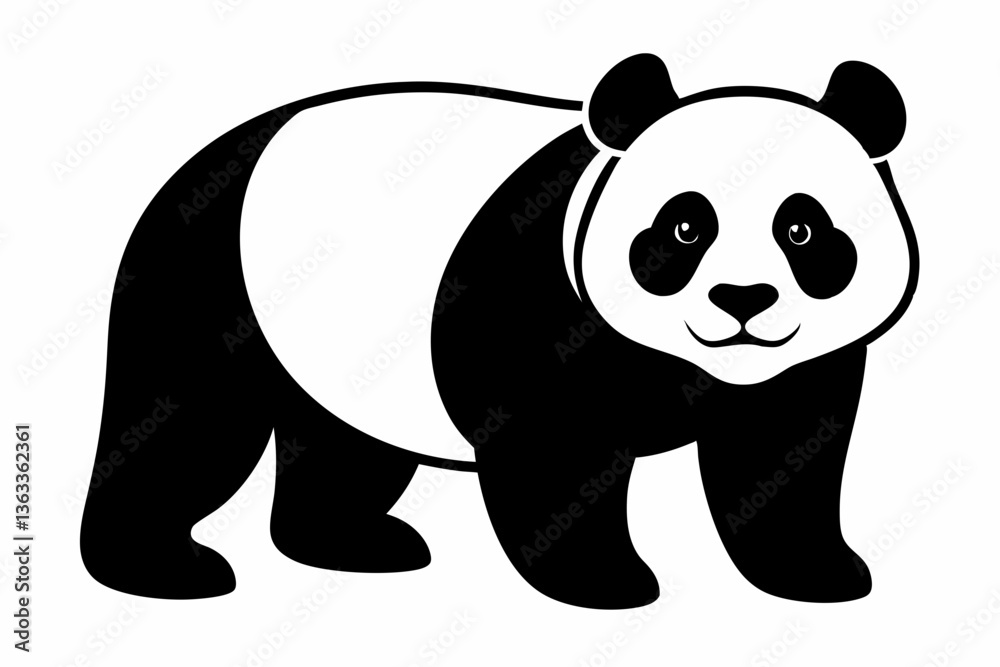 Naklejka premium panda black silhouette vector