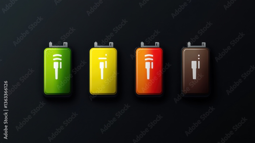 Colorful app icons; dark background; user interface design Colorful app icons; dark background; user interface design