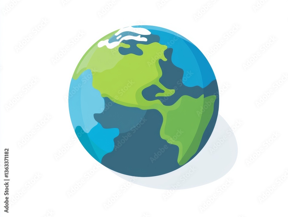 Earth in Isometric View with Green and Blue Colors Earth in Isometric View with Green and Blue Colors