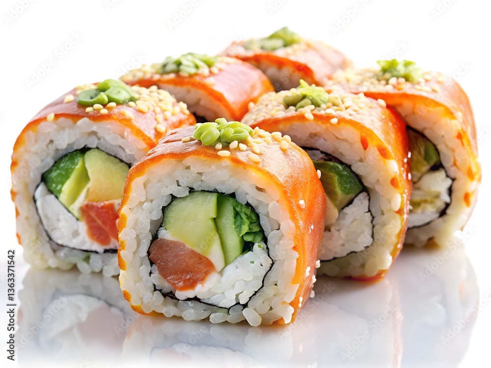 sushi rolls on a white background sushi rolls on a white background