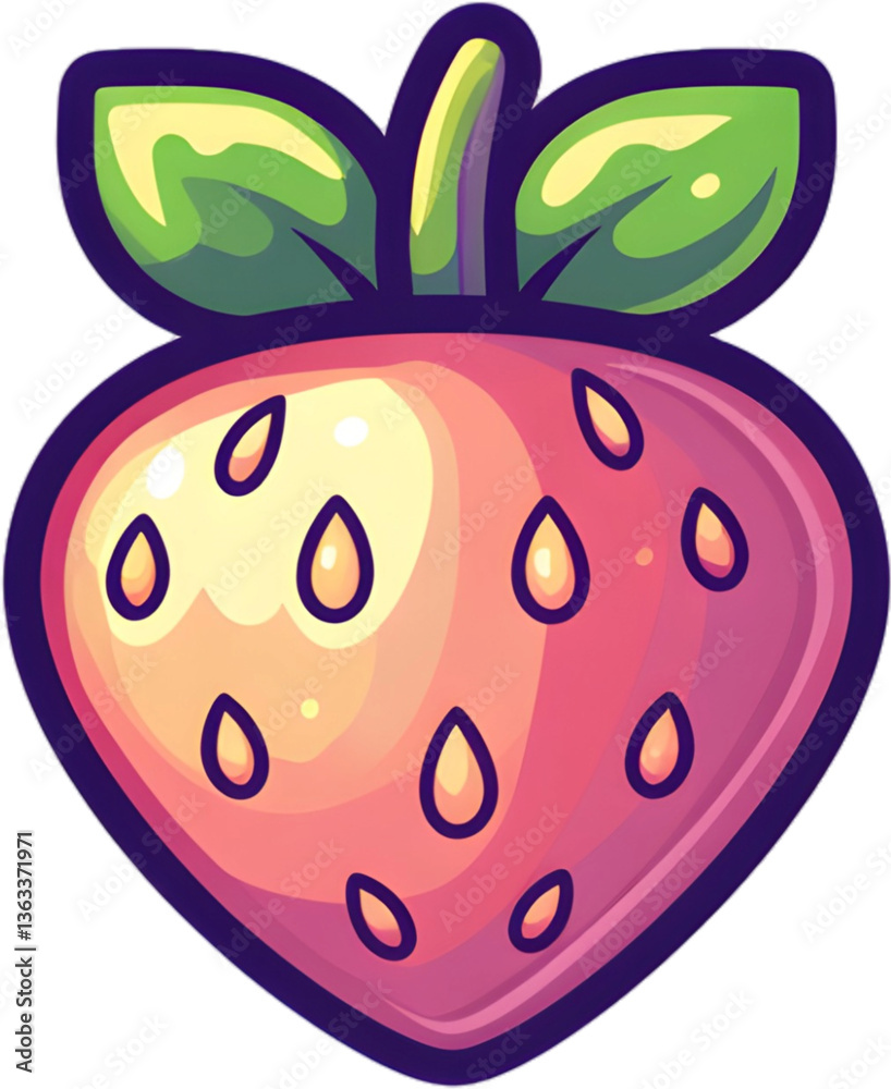 Obraz premium Cartoon strawberry element