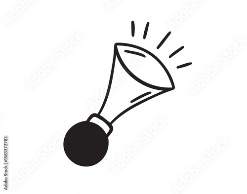 vintage air horn icon doodle hand drawn. Outline drawing vintage air horn line clipart symbol