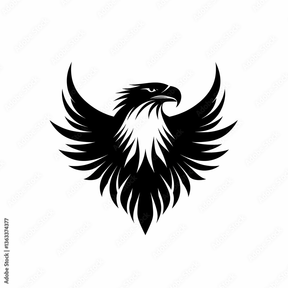 Obraz premium Stylized black eagle with spread wings Symbol of freedom power and strength Modern emblem design