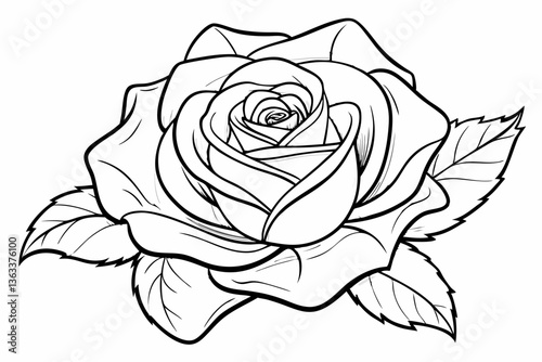coloring page line art the rose black vector