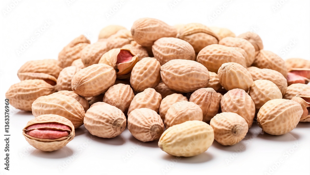 Peeled, Unpeeled, and Whole Shell Peanuts Isolated on White Background for Snacking Peeled, Unpeeled, and Whole Shell Peanuts Isolated on White Background for Snacking